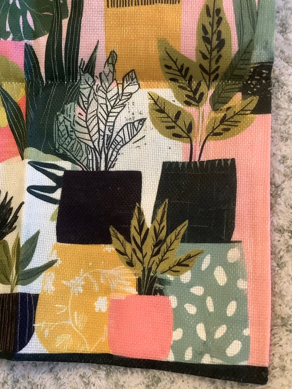 Tropical Potted Plants Canvas Tote Bag in Pink and Green NWT 13.50x15.75” - Picture 6 of 14